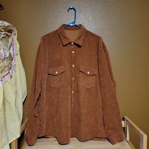 Men's Casual Corduroy Button Down Shirt - Brown
